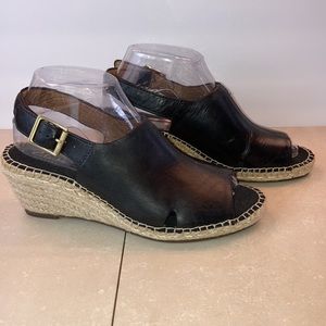 Clarks Black Wedge Shoes with Leather Upper